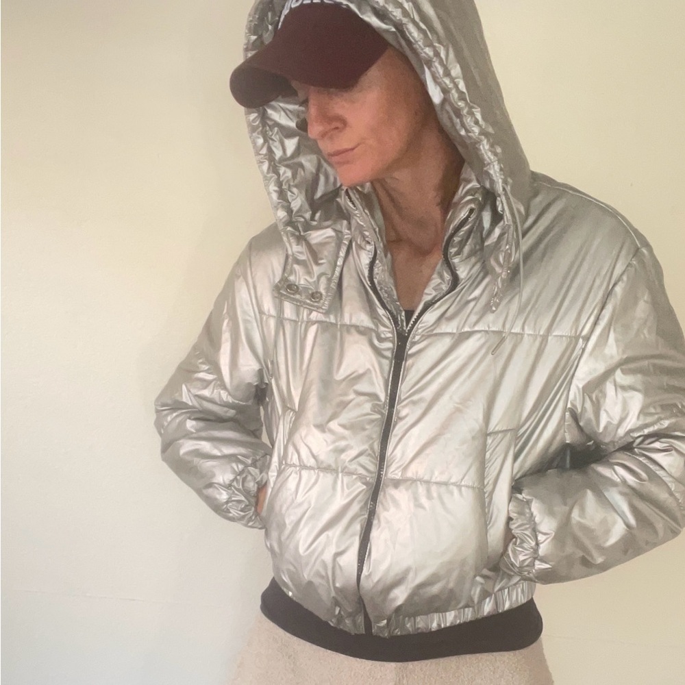 Bershka Metallic Silver Puffer Jacket - Picture 3 of 9